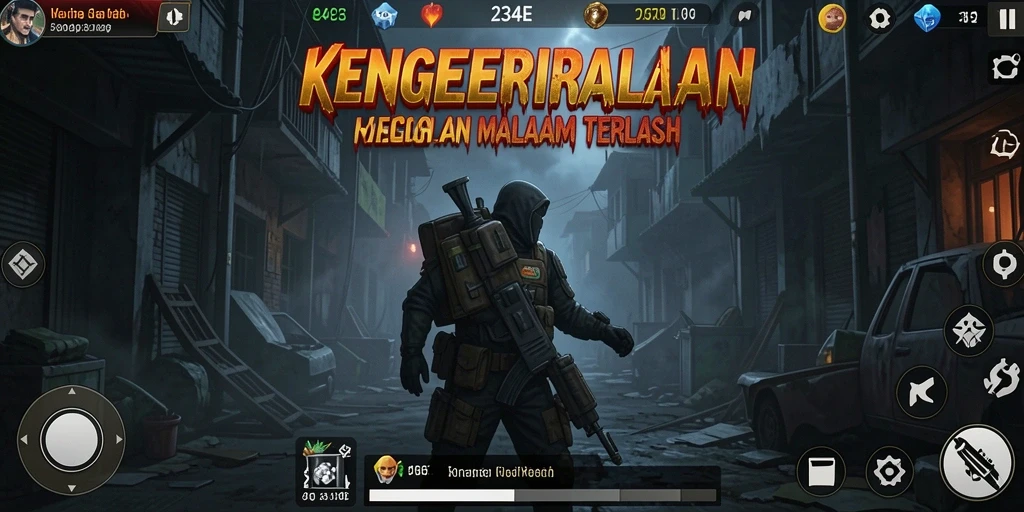Screenshot gameplay <strong>234E</strong> menunjukkan atmosfer horror yang menegangkan.