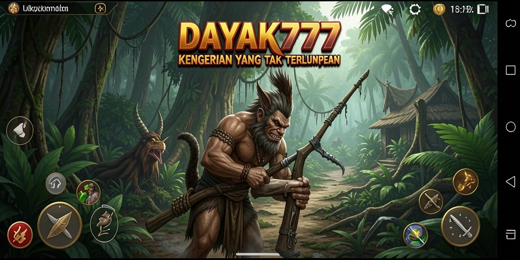 Screenshot DAYAK777 menampilkan gameplay menyeramkan di lokasi angker.