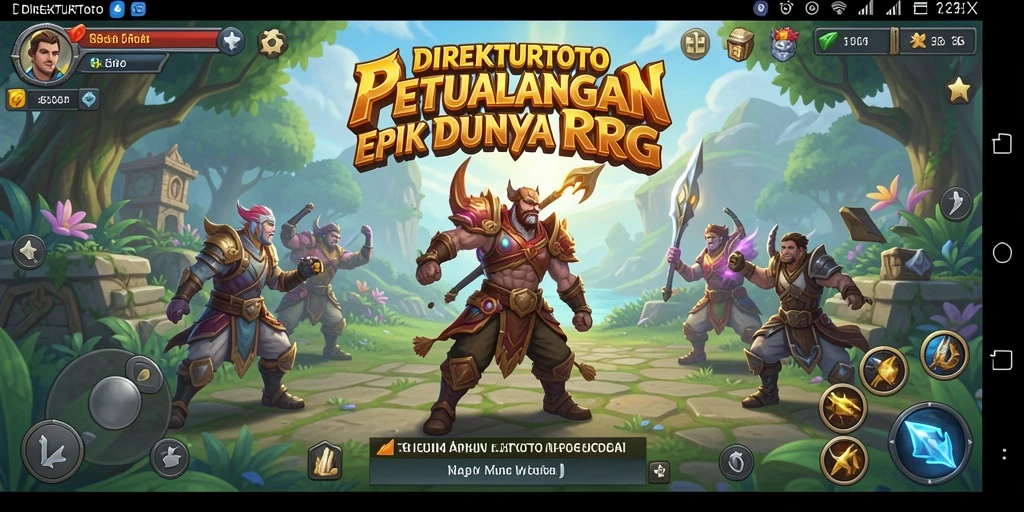 Tampilan gameplay epik dalam dunia fantasi RPG.