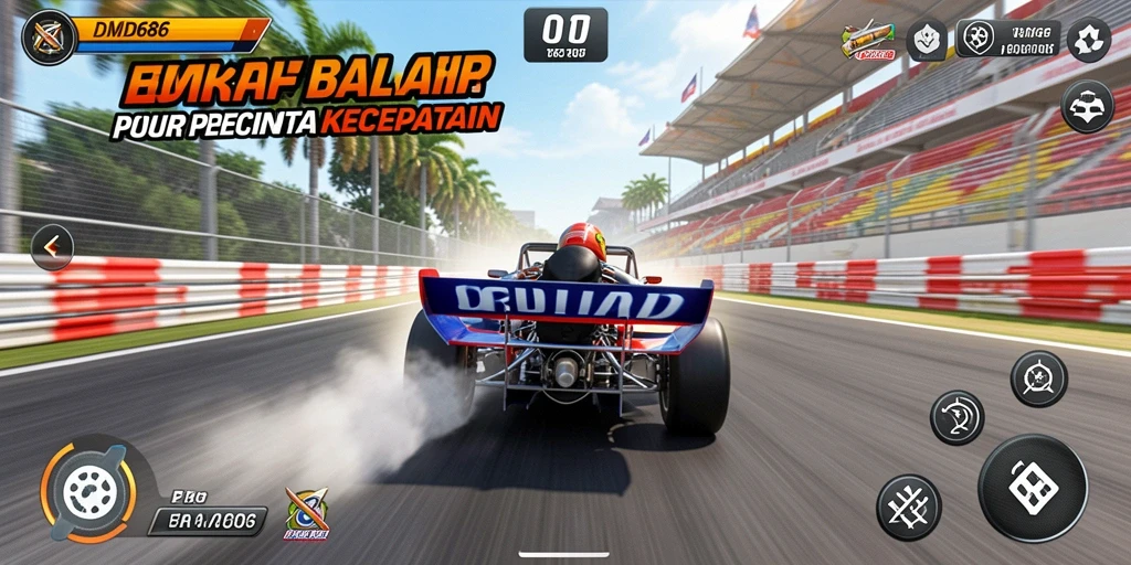 Gameplay seru dengan balapan mendebarkan di DMD686.
