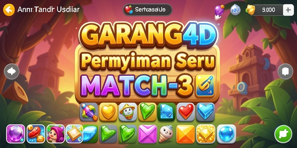 Tampilan gameplay seru dari GARANG4D saat mencocokkan objek Match-3.