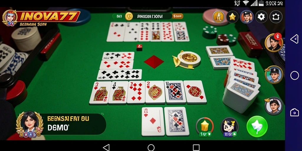 Tampilan gameplay seru dalam INOVA77, nikmati serunya bermain domino.