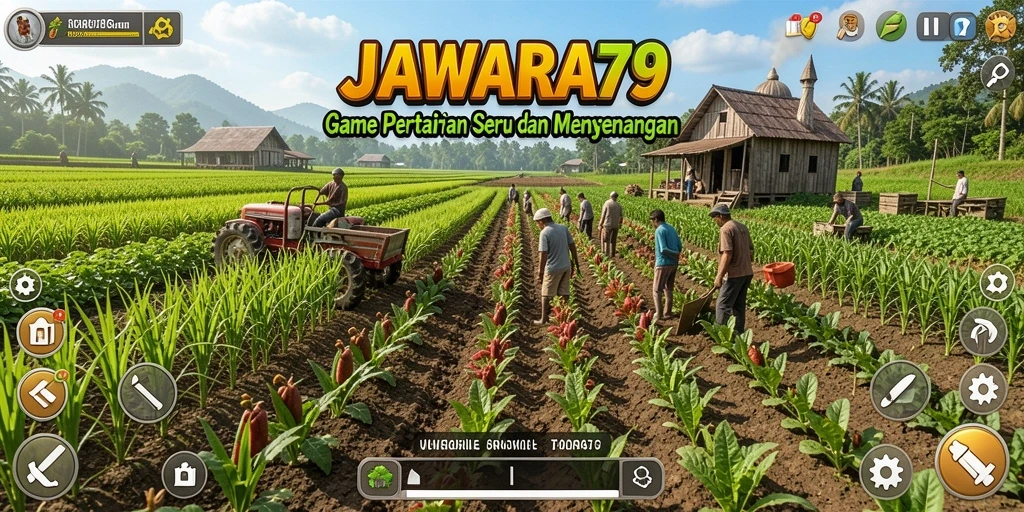 Screenshot gameplay menampilkan aktivitas bertani yang menyenangkan di JAWARA79.