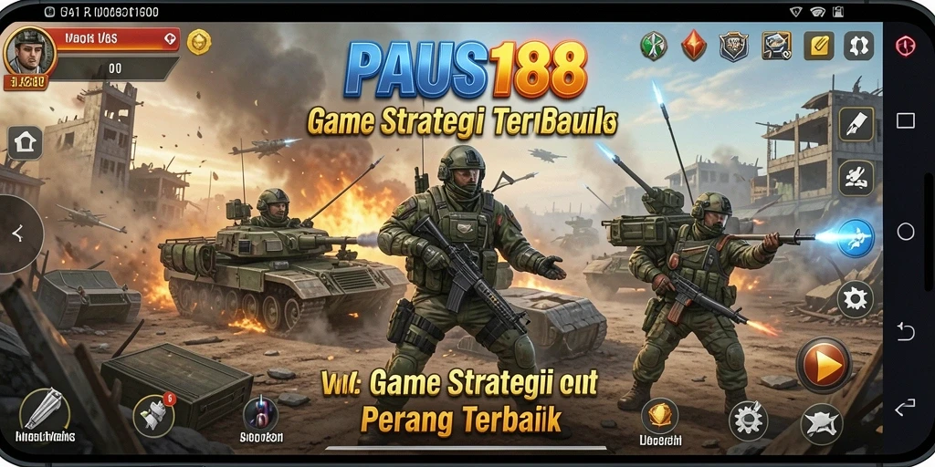 Screenshot utama PAUS188 menampilkan pertempuran strategis yang seru.