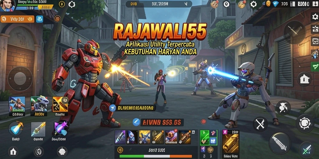 Tampilan aplikasi RAJAWALI55 dengan berbagai fitur Utility.