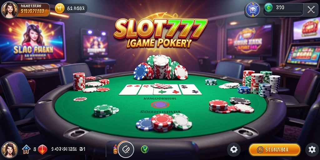 Tampilan gameplay Poker yang menarik dan seru di SLOT777.