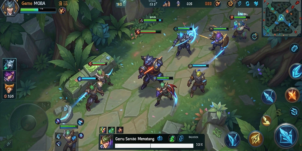 Screenshot permainan T6 menampilkan aksi intens di arena MOBA.